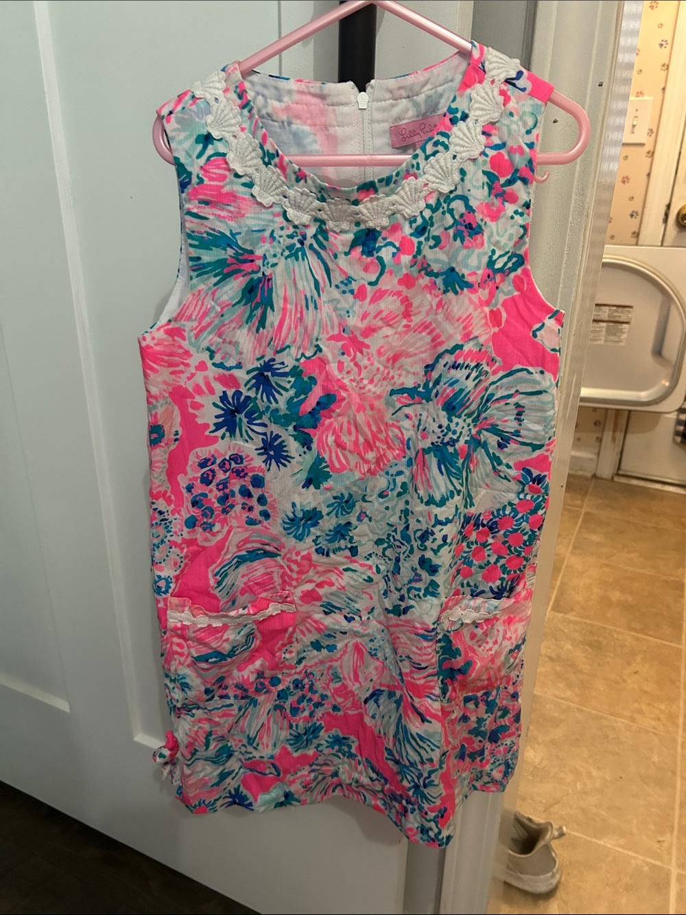 Lilly Pulitzer Pink Teal Floral Sleeveless Shift Dress